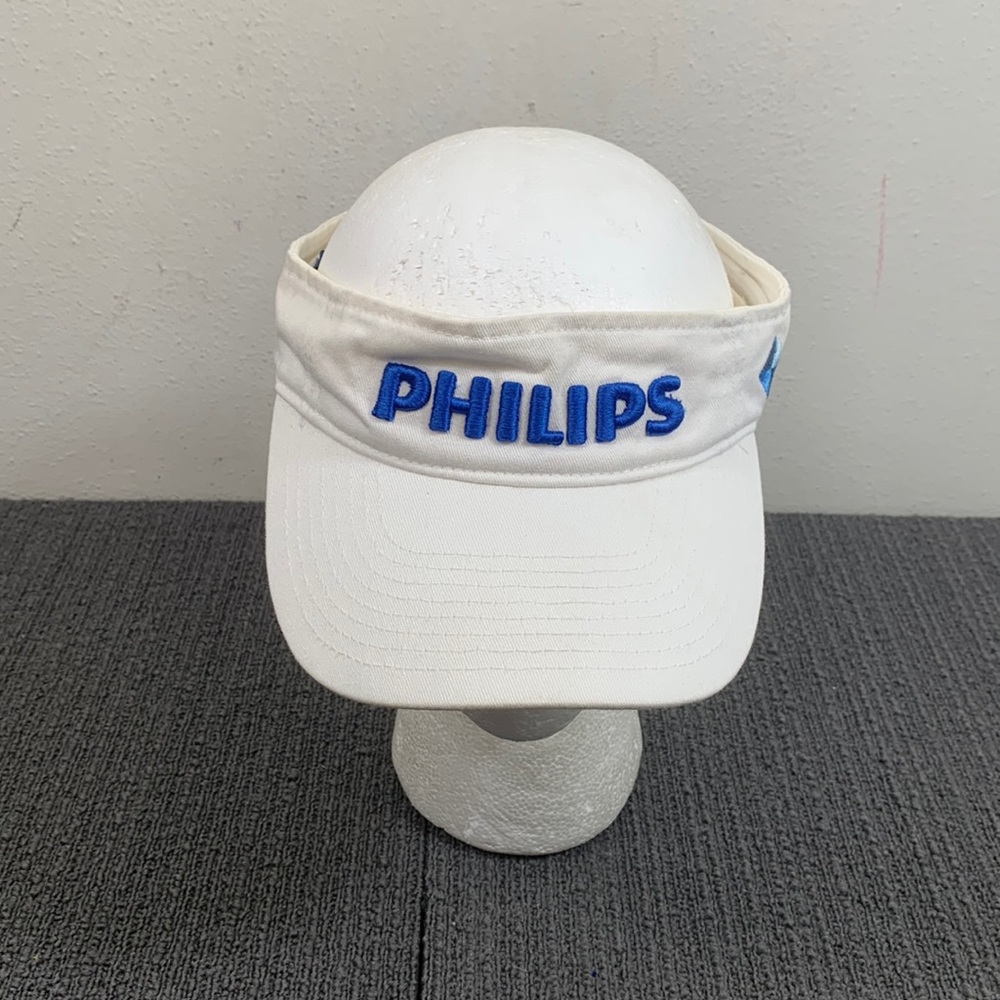 Philips Visor Unisex Adjustable White Blue Pinnacle Strapback Cap Port Authority